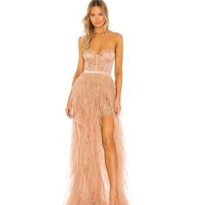 FOR LOVE & LEMONS X Bustier Gown - Warm Taupe Size XS